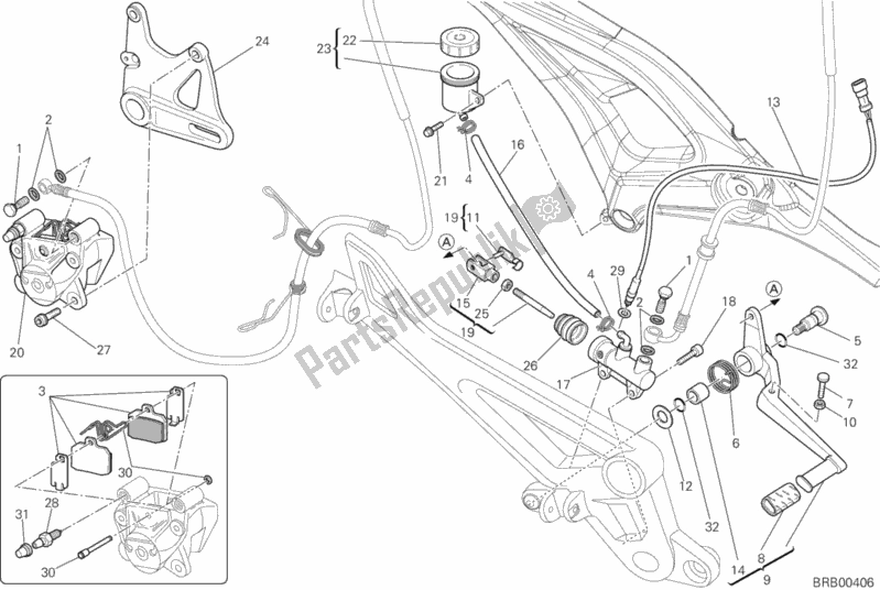 Alle onderdelen voor de Achter Remsysteem van de Ducati Monster 795 ABS EU Thailand 2014